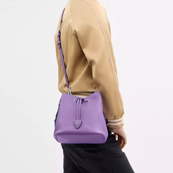 Coach Rowan Bucket Leather Bag Violet w Removable Zipper pouch NWT - Picture 7 of 16